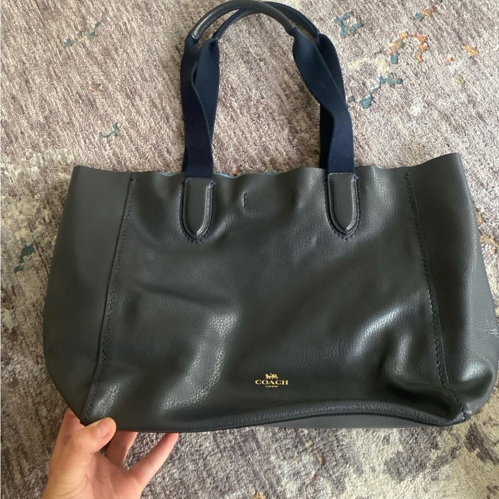 COACH Navy Leather Tote Bag